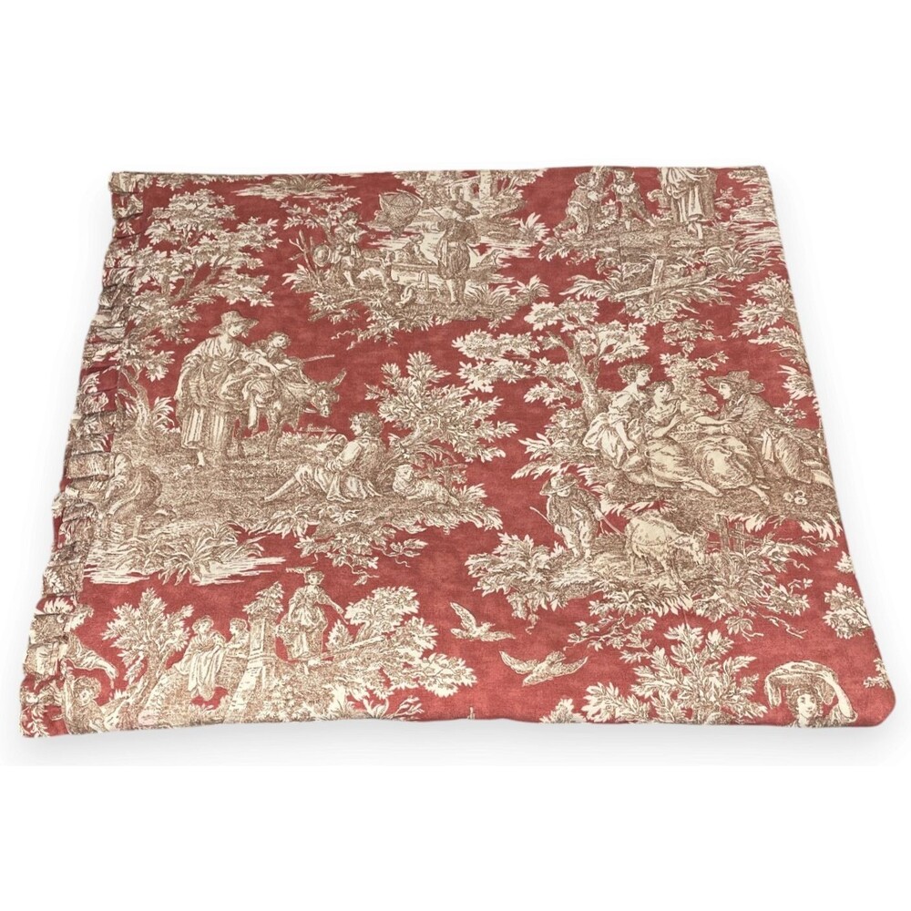 Legacy Queen Duvet Cover Red Toile Cotton French Country Ruffle USA Made Vintage